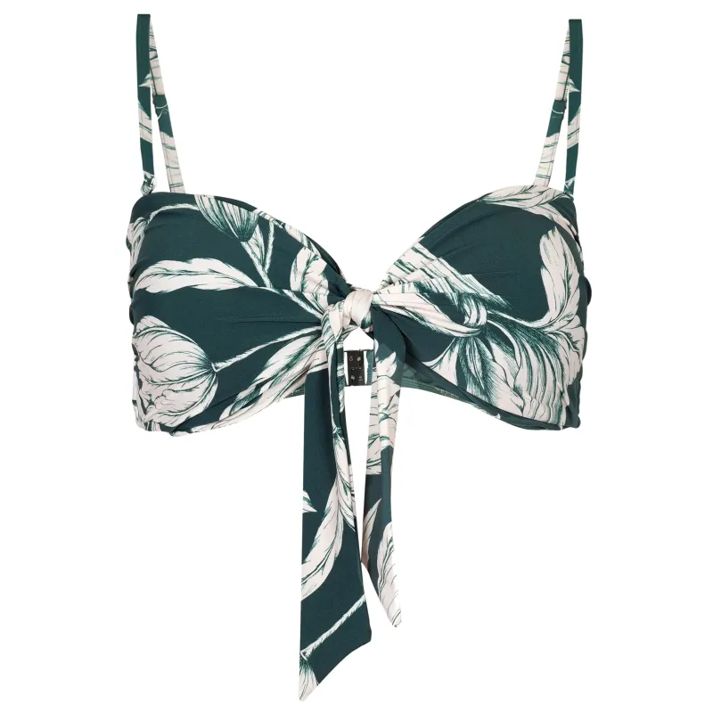 Fleur De Bloom Twist Tie Front Bandeau Top Evergreen made by Seafolly