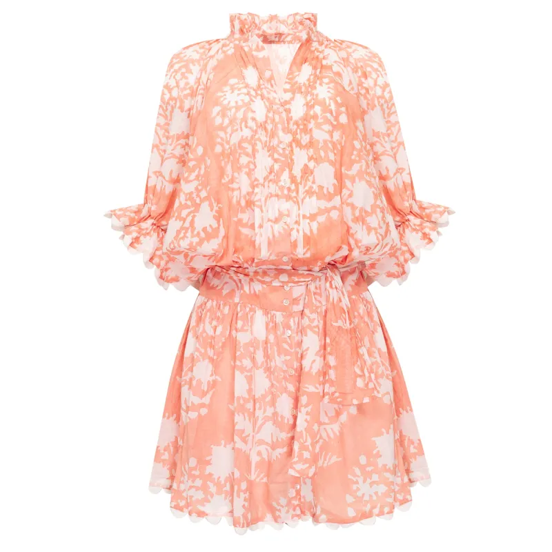 Blouson Dress In Palladio Block Print Jaipur Pink made by Sand Dollar