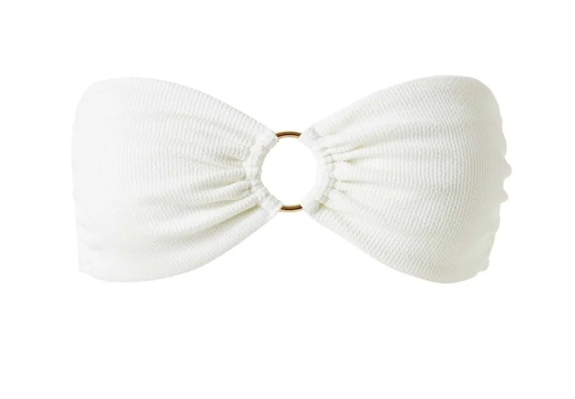 White Designer Strapless Bikini: Tortola Top with Ridges made by Melissa Odabash
