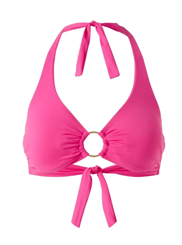 Halterneck Bikini Top in Fuchsia sold by Sand Dollar