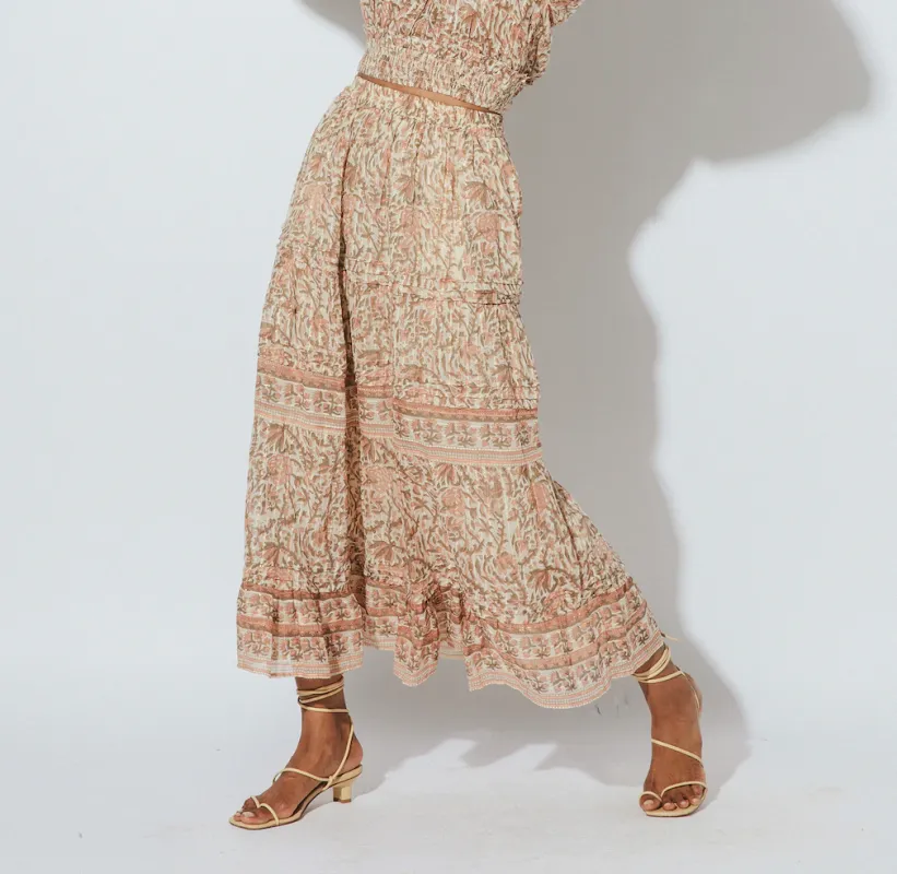 Jade Midi Skirt Zinnia Print made by Cleobella