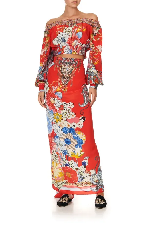 Shirred Waist Top Paisley In Patches sold by Sand Dollar