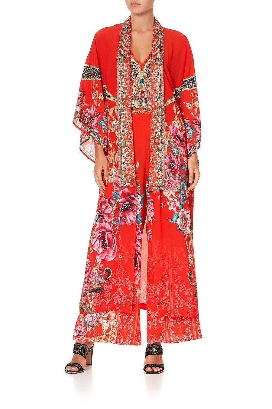 Long Silk Kimono Robe In Red sold by Sand Dollar