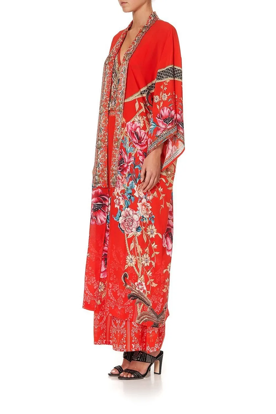 Long Silk Kimono Robe In Red sold by Sand Dollar product image thumbnail 3