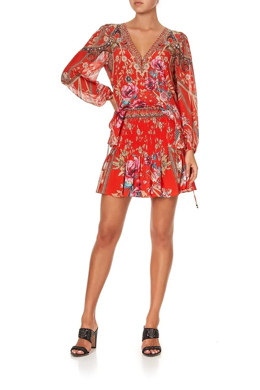 Red Silk Blouse with Floral Print sold by Sand Dollar product image thumbnail 4