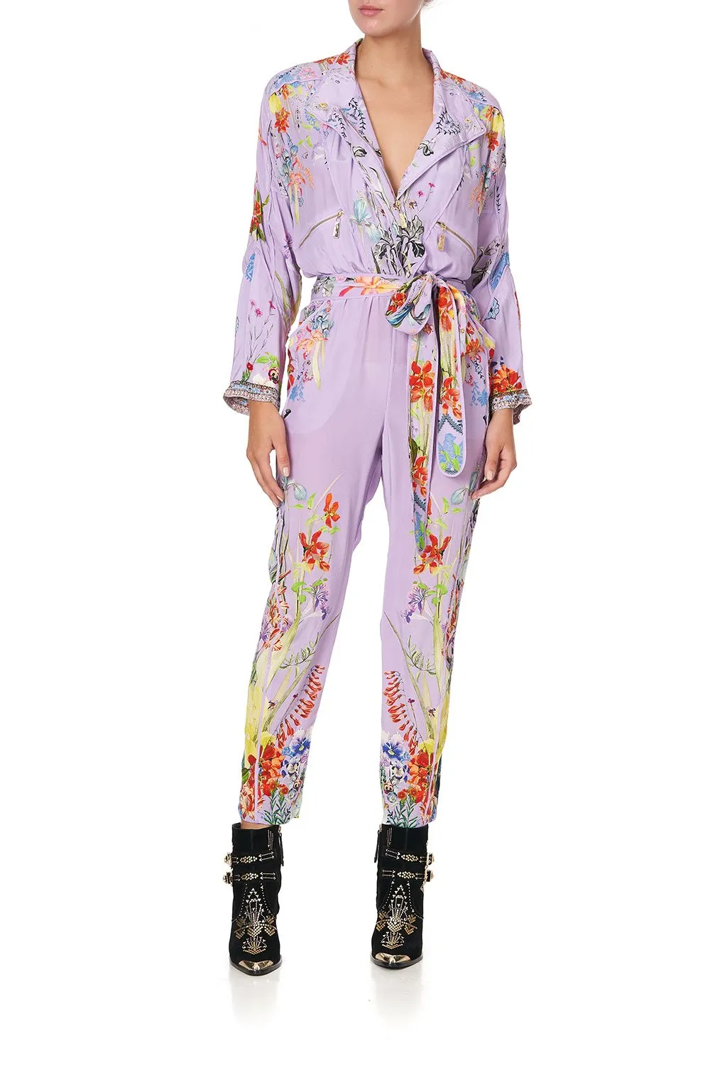 Floral Print Silk Jumpsuit for Women sold by Sand Dollar