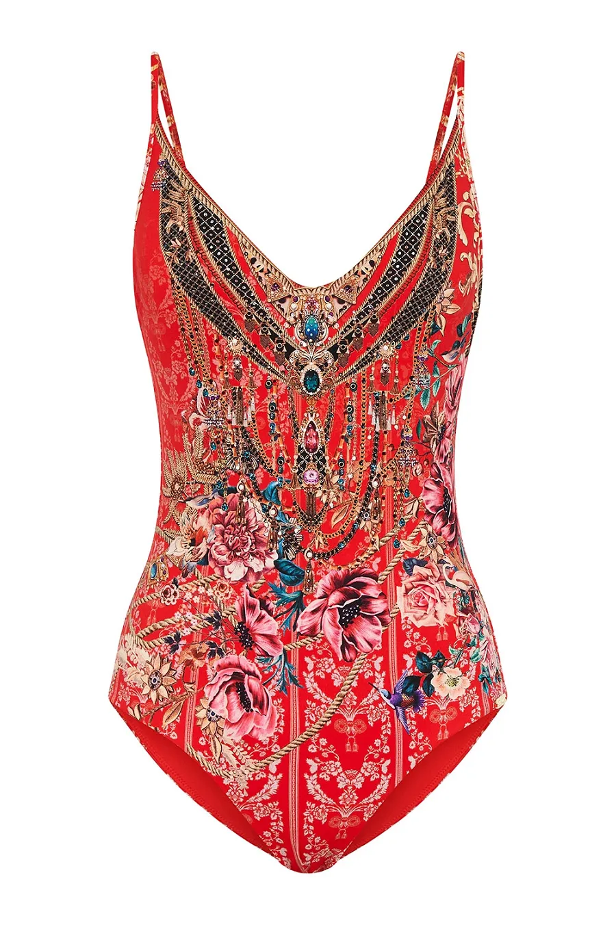 Designer Red Swimsuit in Floral Print sold by Sand Dollar product image thumbnail 3
