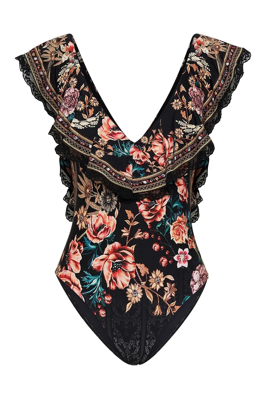 Deep V Frill One Piece Belle Of The Baroque sold by Sand Dollar
