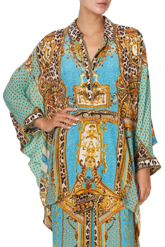 Button Up Top With Draped Back Dripping In Decadence sold by Sand Dollar