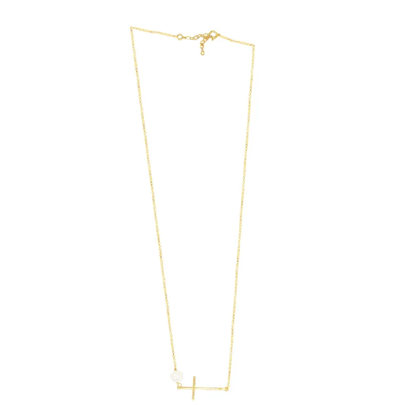 Sideways Cross Necklace made by Sand Dollar