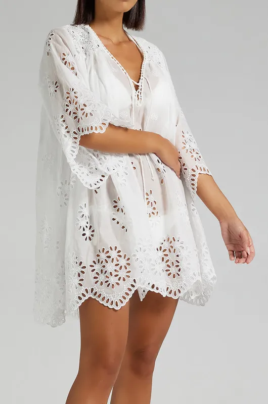 Tiziana Short Dress White made by Sand Dollar