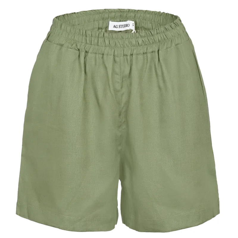 Olive Linen Shorts made by Sand Dollar
