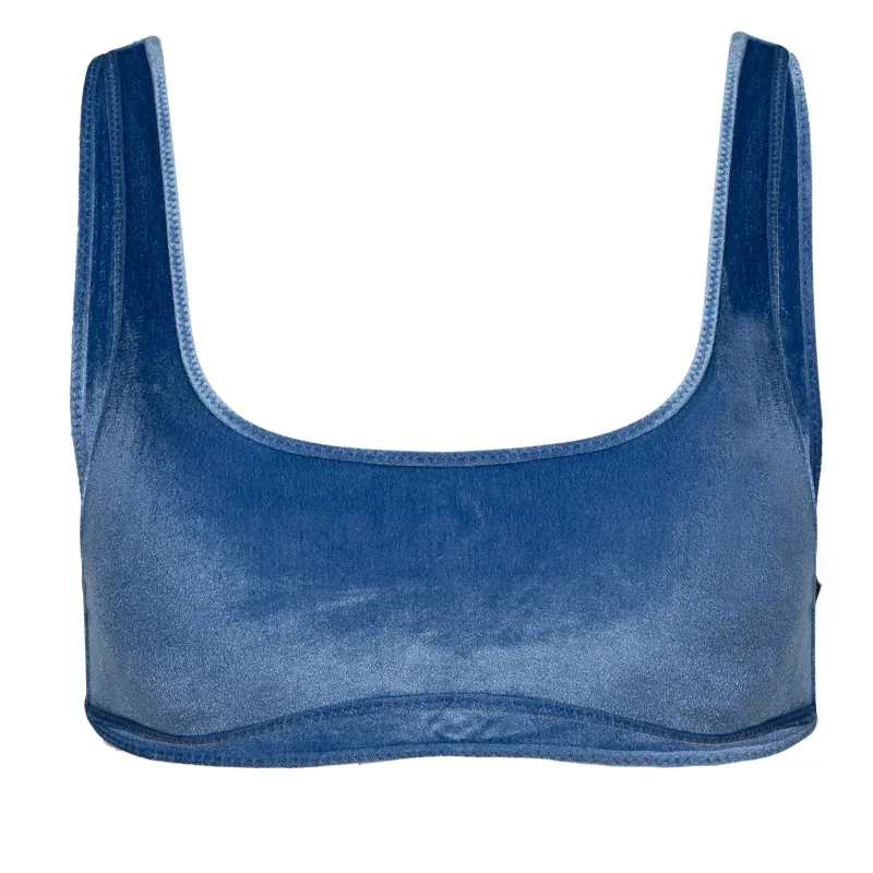 Lily Velvet Bikini Top Blue made by Sand Dollar