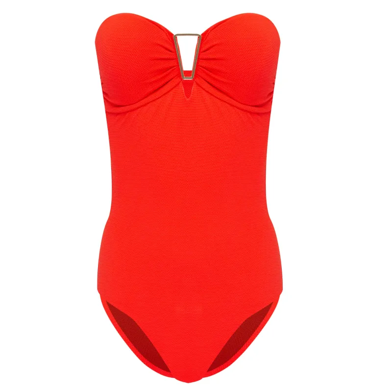 Melissa Odabash Argentina Bandeau U-Ring One Piece Red sold by Sand Dollar