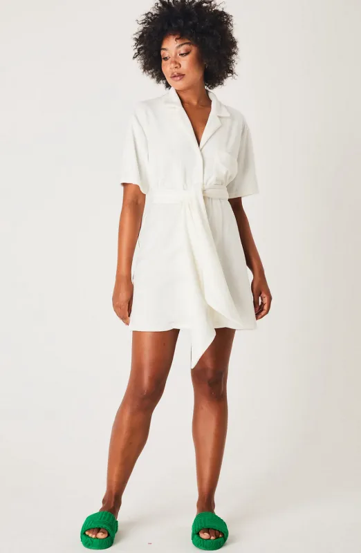 Terry Shirt Dress with Tie White sold by Sand Dollar
