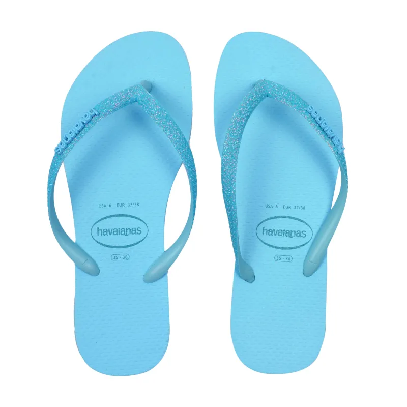 Havaianas Slim Glitter Neon Blue Water sold by Sand Dollar