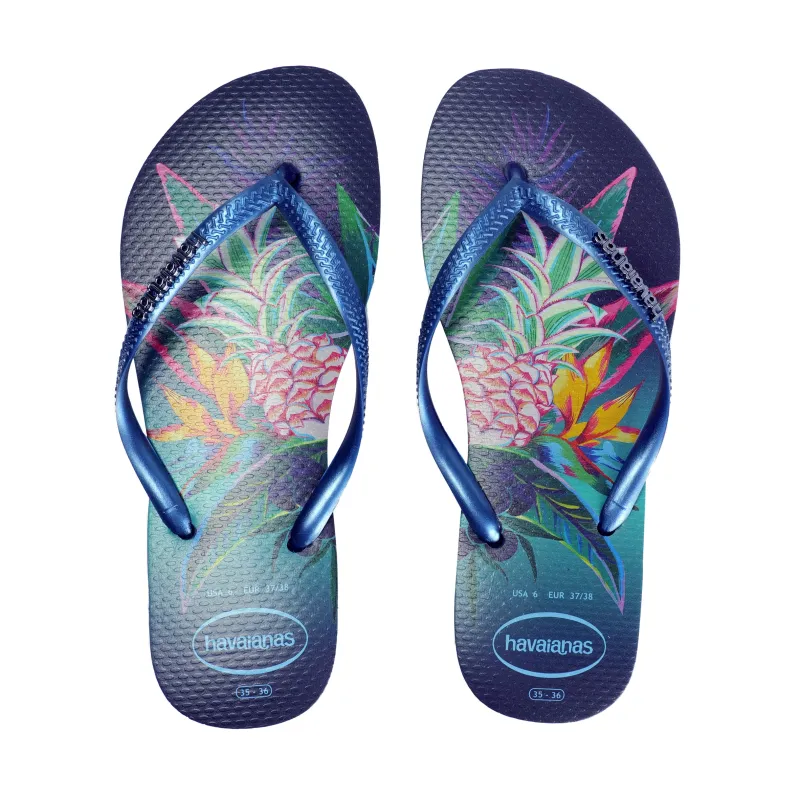 Havaianas Slim Tropical Navy Blue made by Havaianas