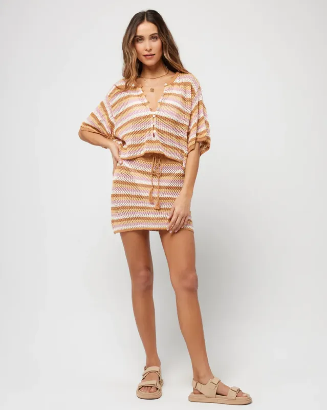 Crochet Skirt & Top Set in Cancun Stripe sold by Sand Dollar