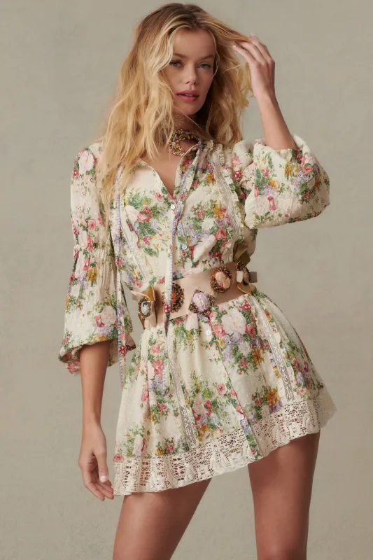 Floral Mini Dress with Sleeves made by LoveShackFancy