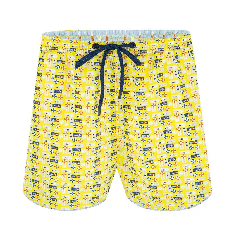 Mens Swim Board Shorts with Beach Print made by Sand Dollar