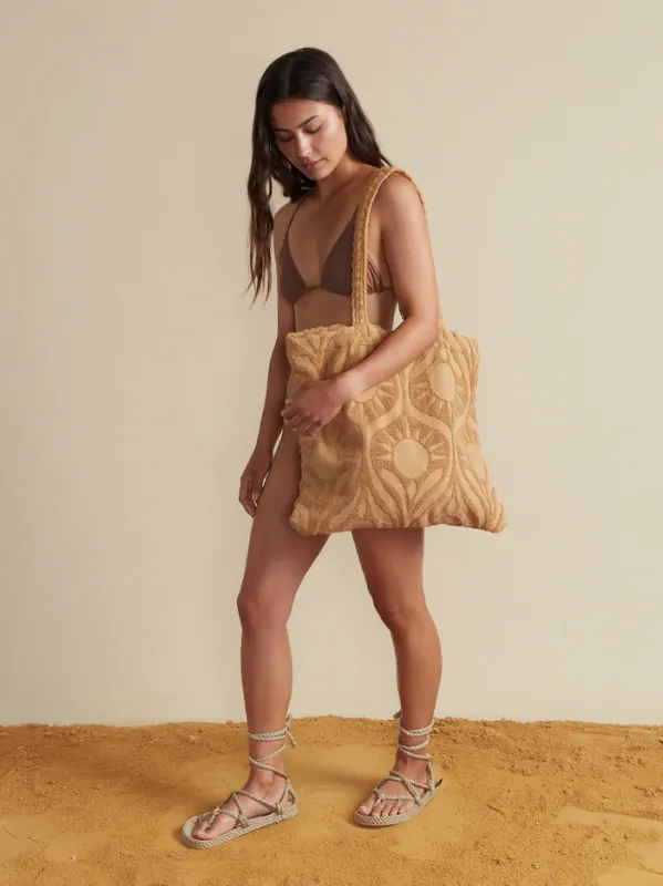 Sundown Towelling Tote Cinnamon sold by Sand Dollar