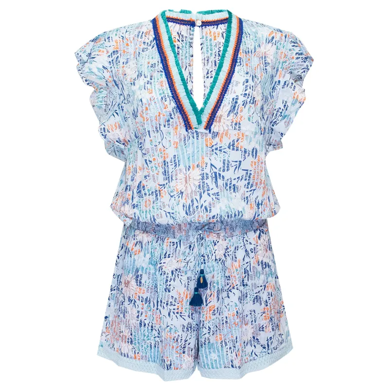 Short Jumpsuit Sasha Sky Blue Marigold made by Poupette St Barth