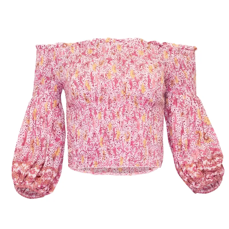 Top Ariel Smoched Pink Clary made by Poupette St Barth