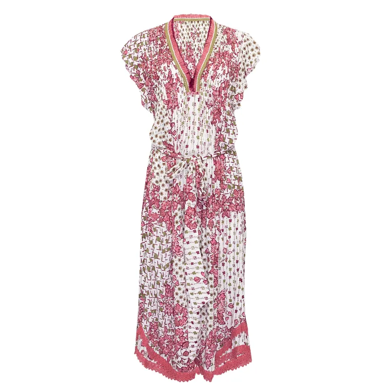 Midi Dress Sasha Pink Edelweiss made by Poupette St Barth