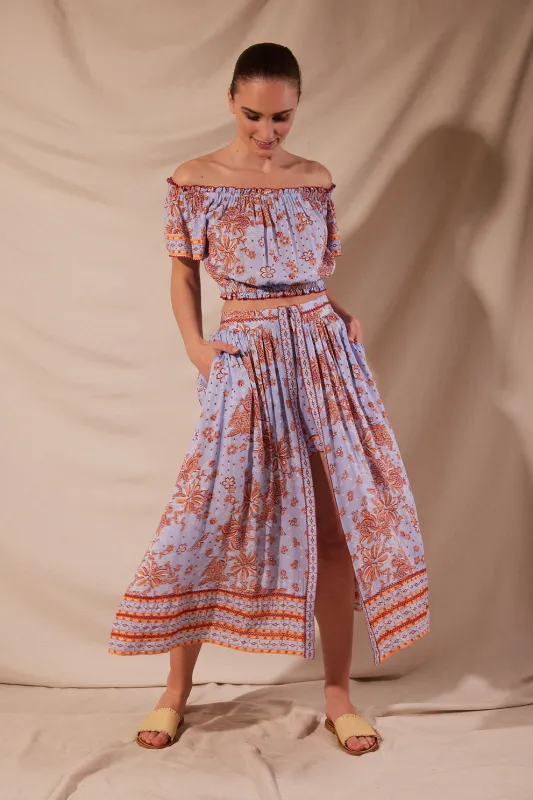 Midi Skirt Reine Sky Grenade Viscose made by Poupette St Barth