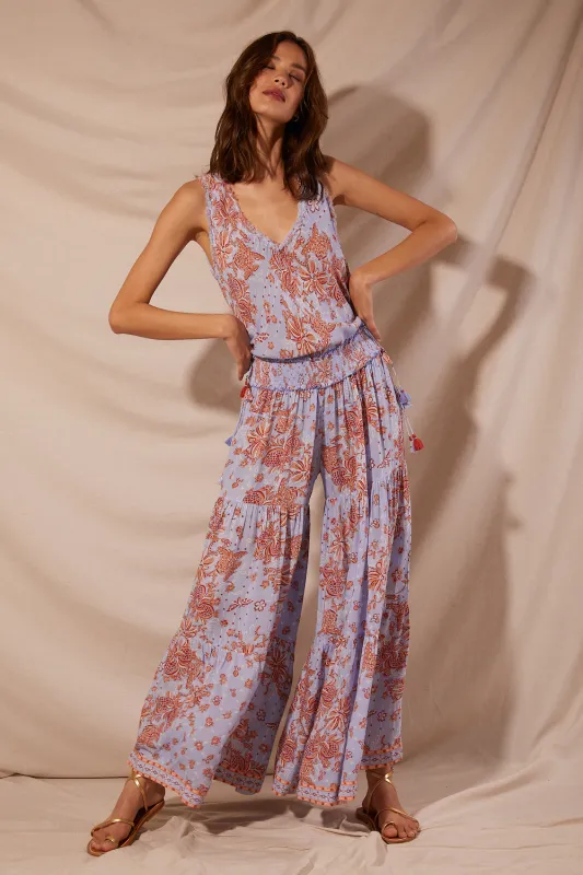 Long Jumpsuit Soledad Sky Grenade Viscose made by Poupette St Barth