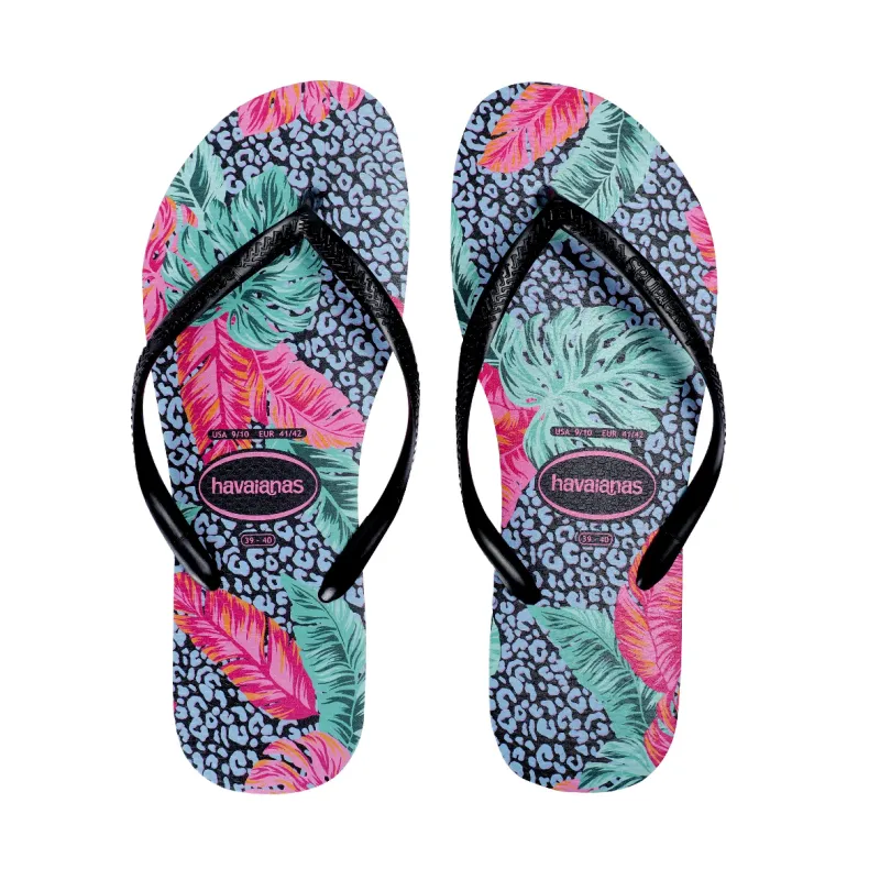 Havaianas Slim Animal Floral Black made by Havaianas
