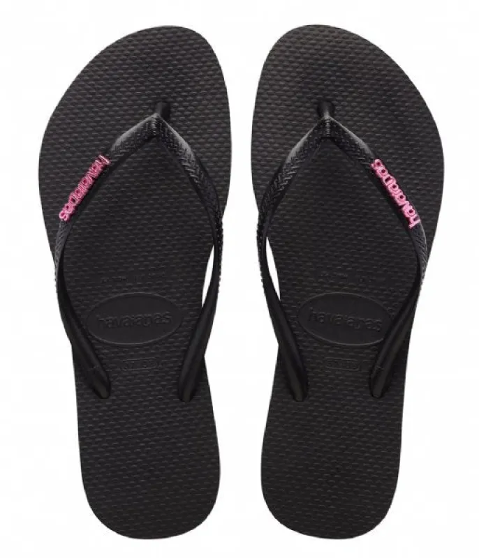 Havaianas Slim Logo Metallic Zwart Black sold by Sand Dollar