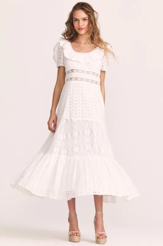 Puff Sleeve Maxi Dress in White sold by Sand Dollar