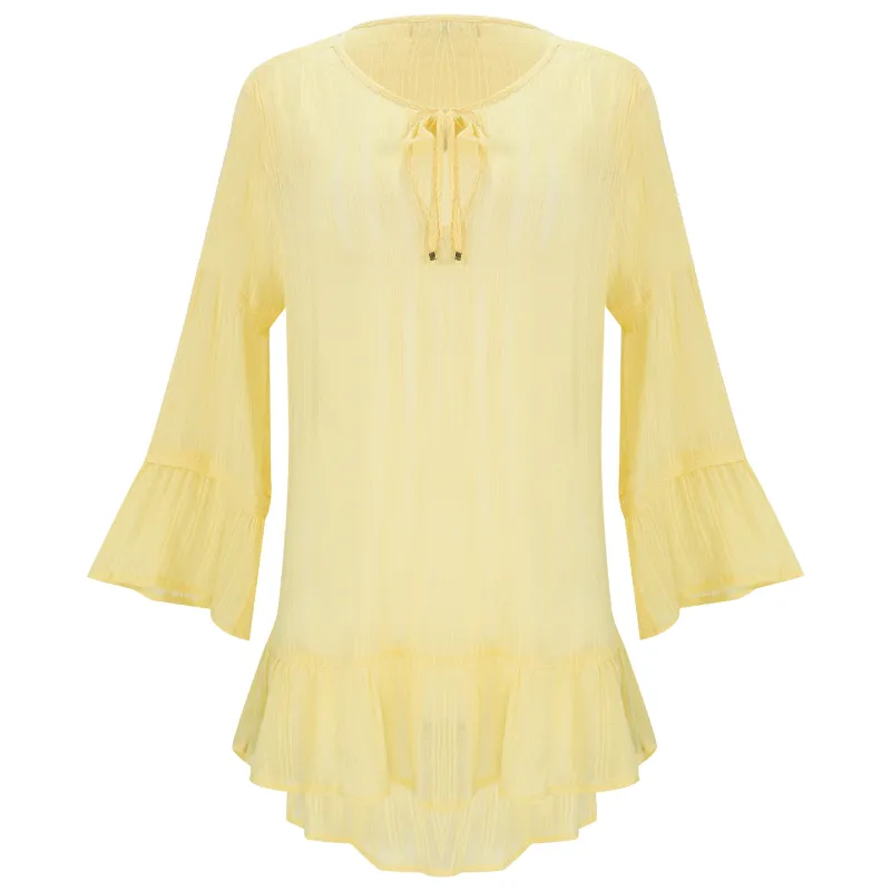 Solid Ruffle Tunic Yellow made by Vix