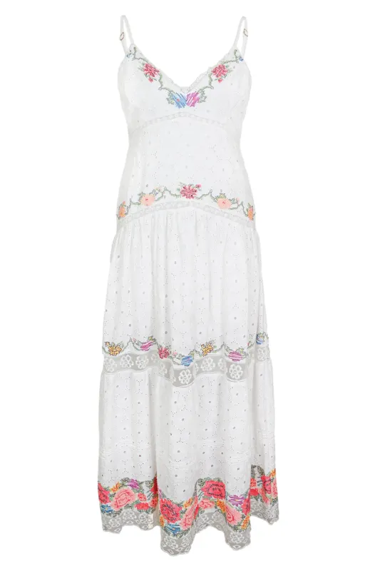 V Neck Maxi Dress in White sold by Sand Dollar