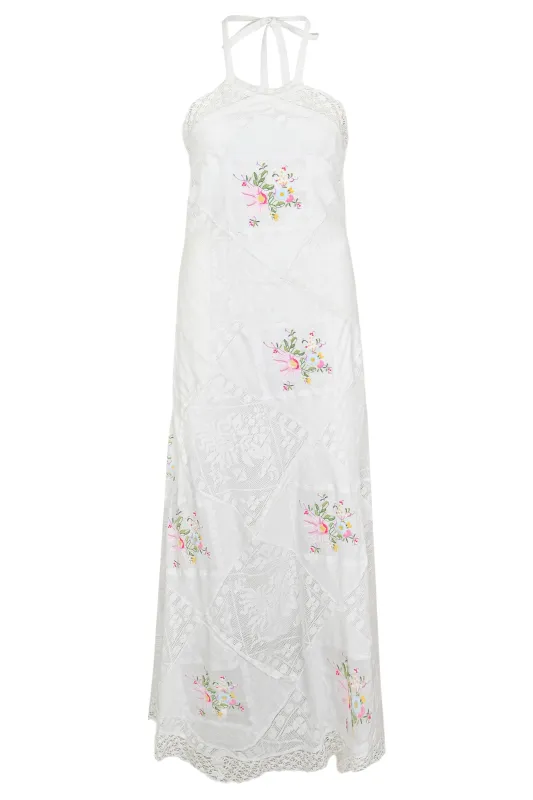 Halter Neck Maxi Dress in White made by LoveShackFancy