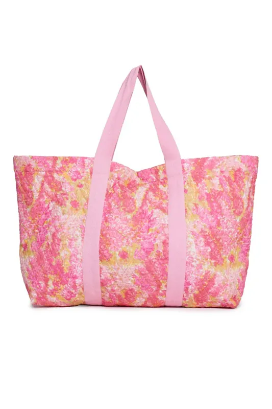 Large Tote Bag in Pink Watercolour Floral Print made by LoveShackFancy