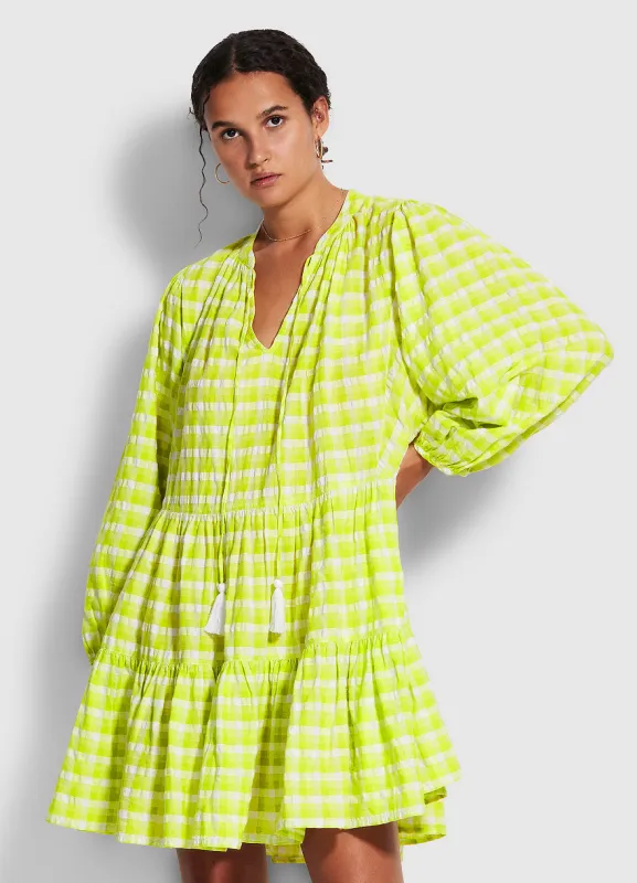 Portofino Gingham Tier Dress Wild Lime made by Seafolly
