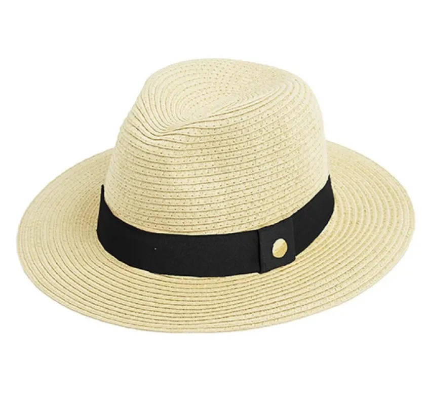 Fedora Hat Beige/Black sold by Sand Dollar