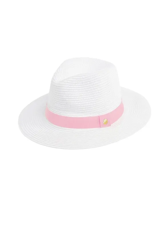 Fedora Hat White/Rose made by Melissa Odabash