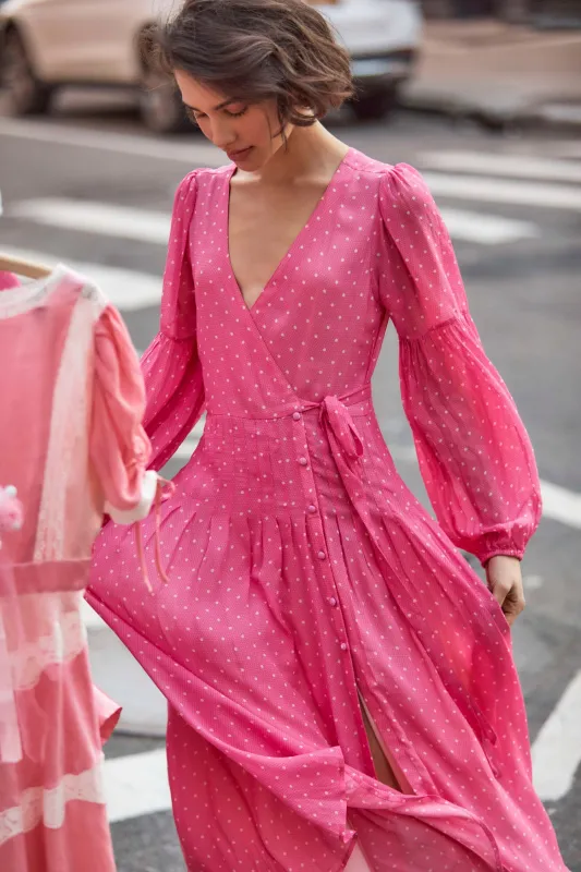 Bevelyn Dress Hot Pink Cherry made by LoveShackFancy