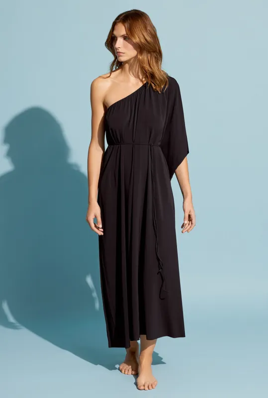 Georgie One Shoulder Long Dress Noir sold by Sand Dollar