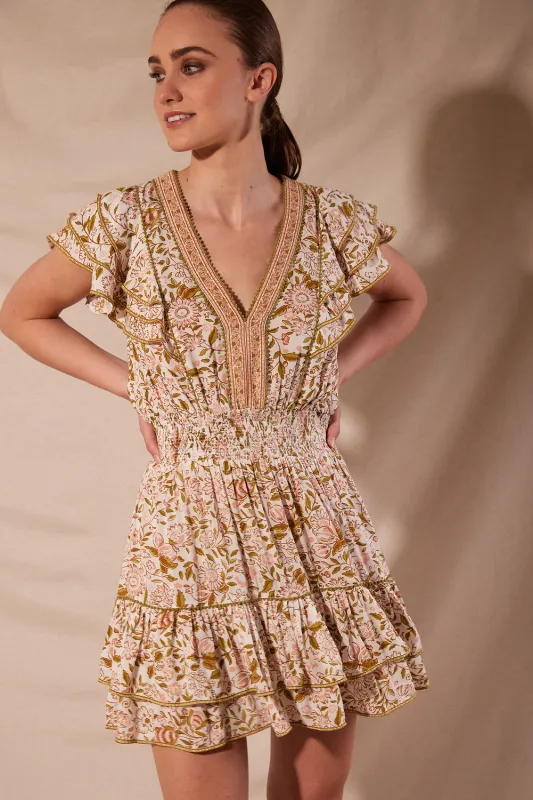 Mini Dress Camila Green Menton Viscose made by Poupette St Barth