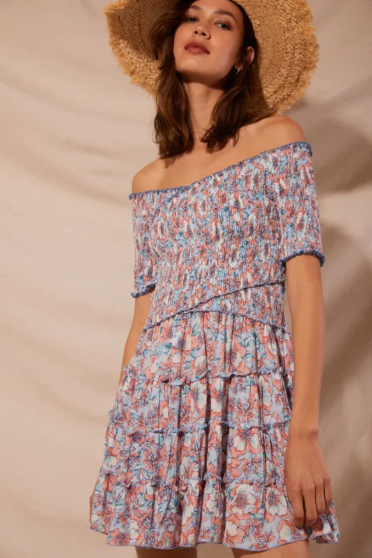 Mini Dress Soledad Aqua Dalia Viscose made by Poupette St Barth