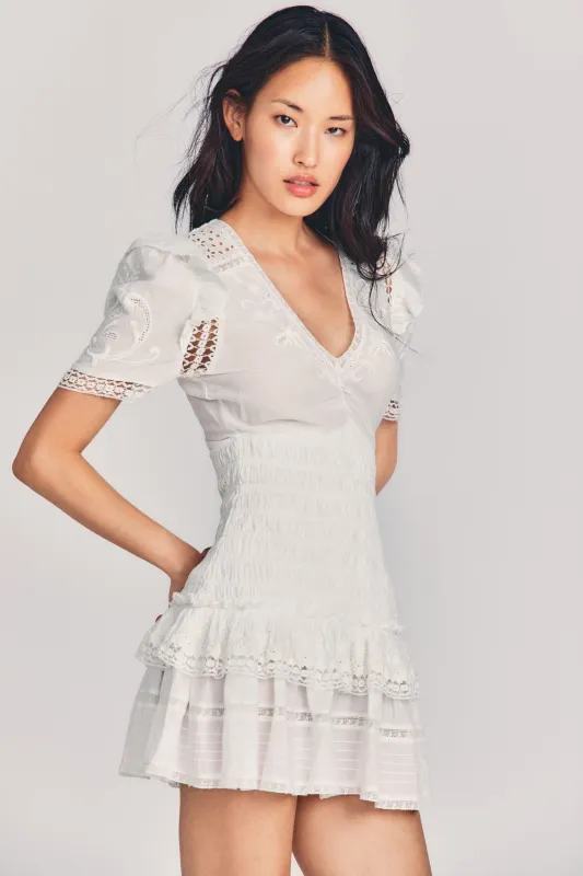 V Neck Mini Dress in White sold by Sand Dollar