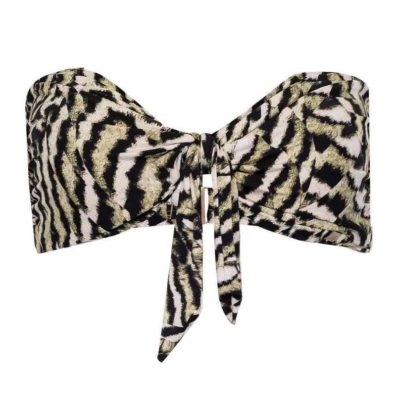 Mandalay Twist Tie Front Bandeau Top Olive Oil made by Seafolly