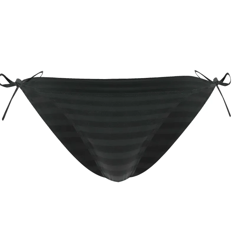 Side Tie Bikini Bottoms in Black/Grey made by Eres