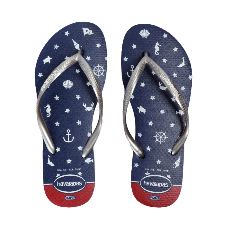 Havaianas Slim Nautical Navy/Silver made by Sand Dollar