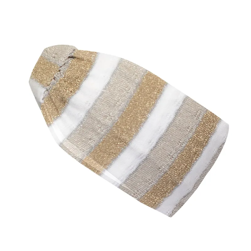 Headband In Drop Stitch Knit White/Gold/Beige sold by Sand Dollar
