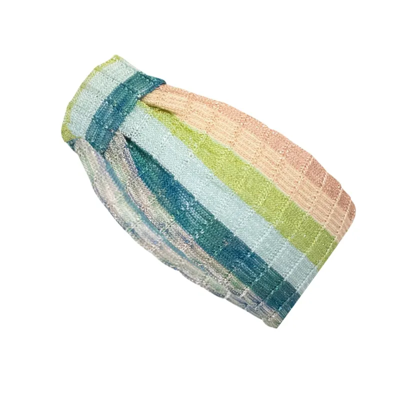 Headband In Striped Tuck Stitch Knit White sold by Sand Dollar